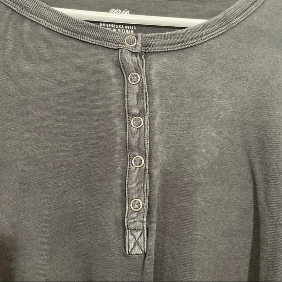 Aerie Cropped Distressed Henley - Picture 3 of 5
